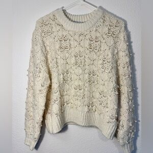 ZARA Pearl Textured Knit Sweater
